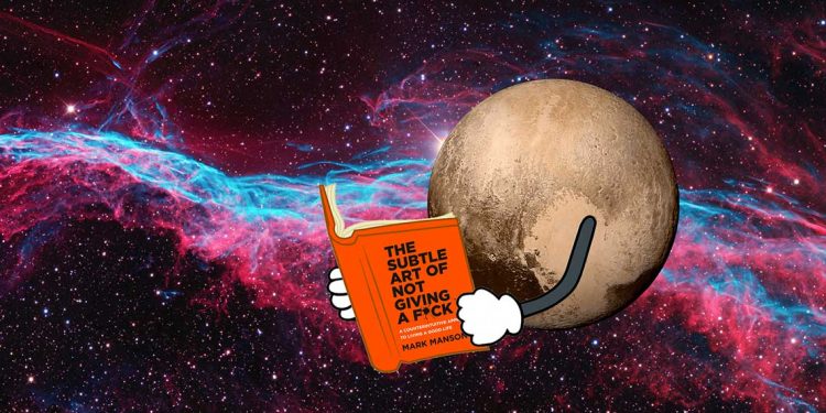 The dwarf planet Pluto reading a book