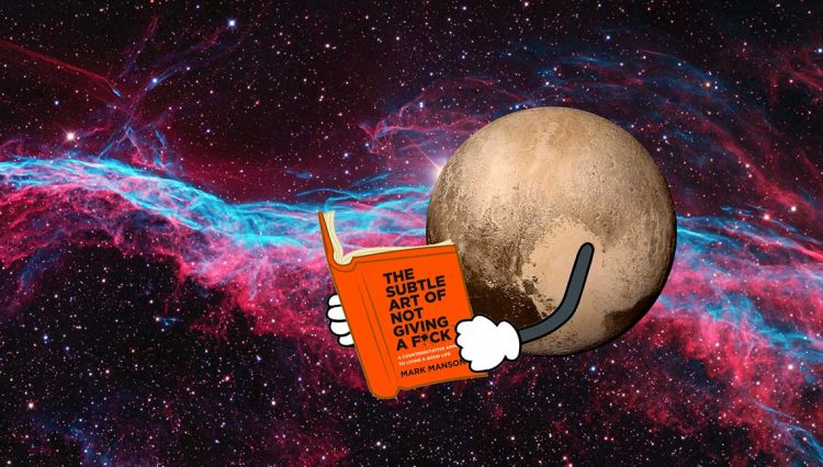 The dwarf planet Pluto reading a book